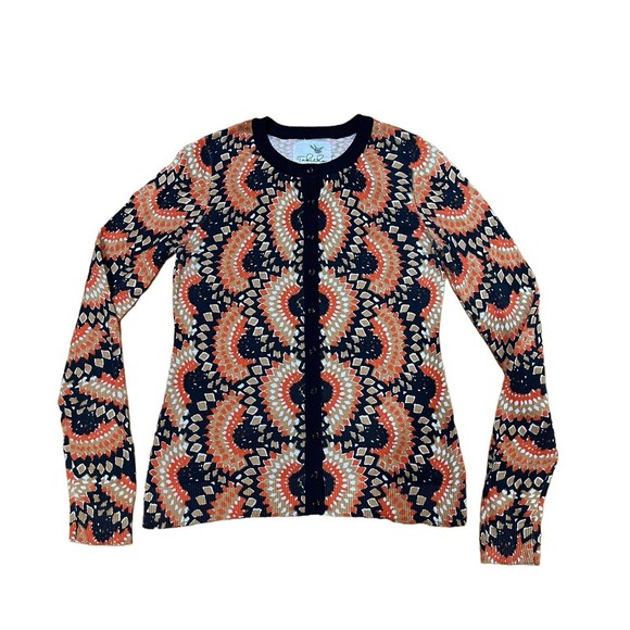 Tabitha Anthropologie Womens Odval Geometric Print Cardigan Sweater Size Small S - Picture 3 of 12